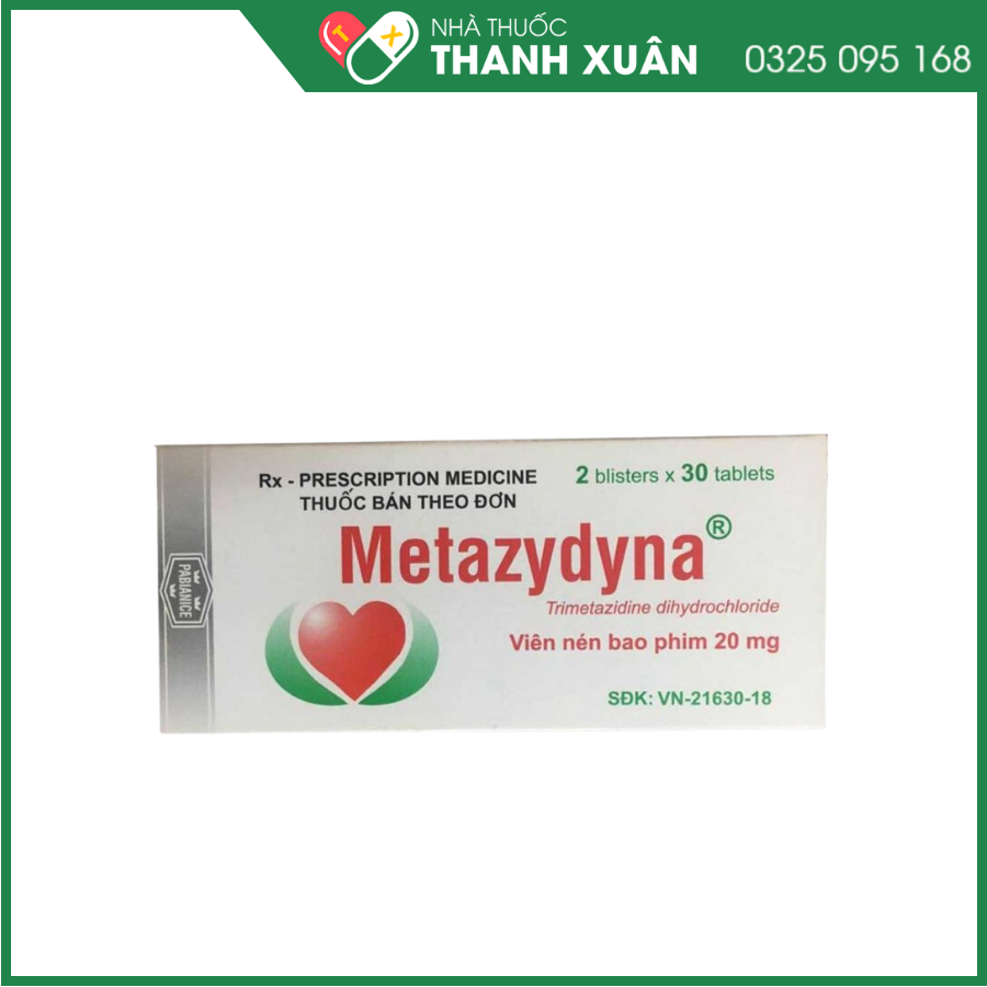 Metazydyna 20mg hỗ trợ điều trị đau thắt ngực ổn định